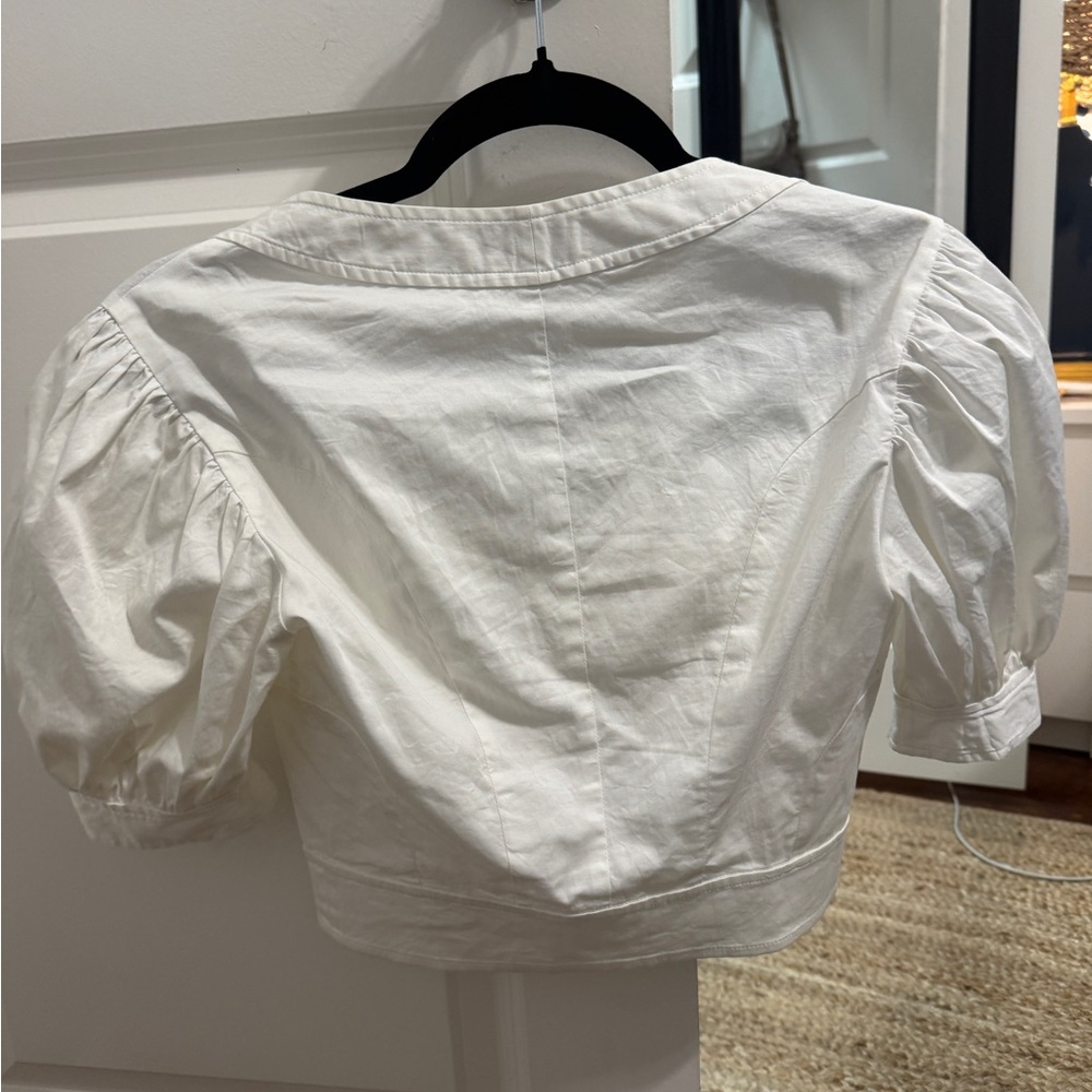 Staud Rene Stretch Poplin Crop Top Button Front - Picture 3 of 3